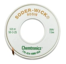 Itw Chemtronics Desoldering Braid Soder-Wick Rosin.080" 25' 50-3-25