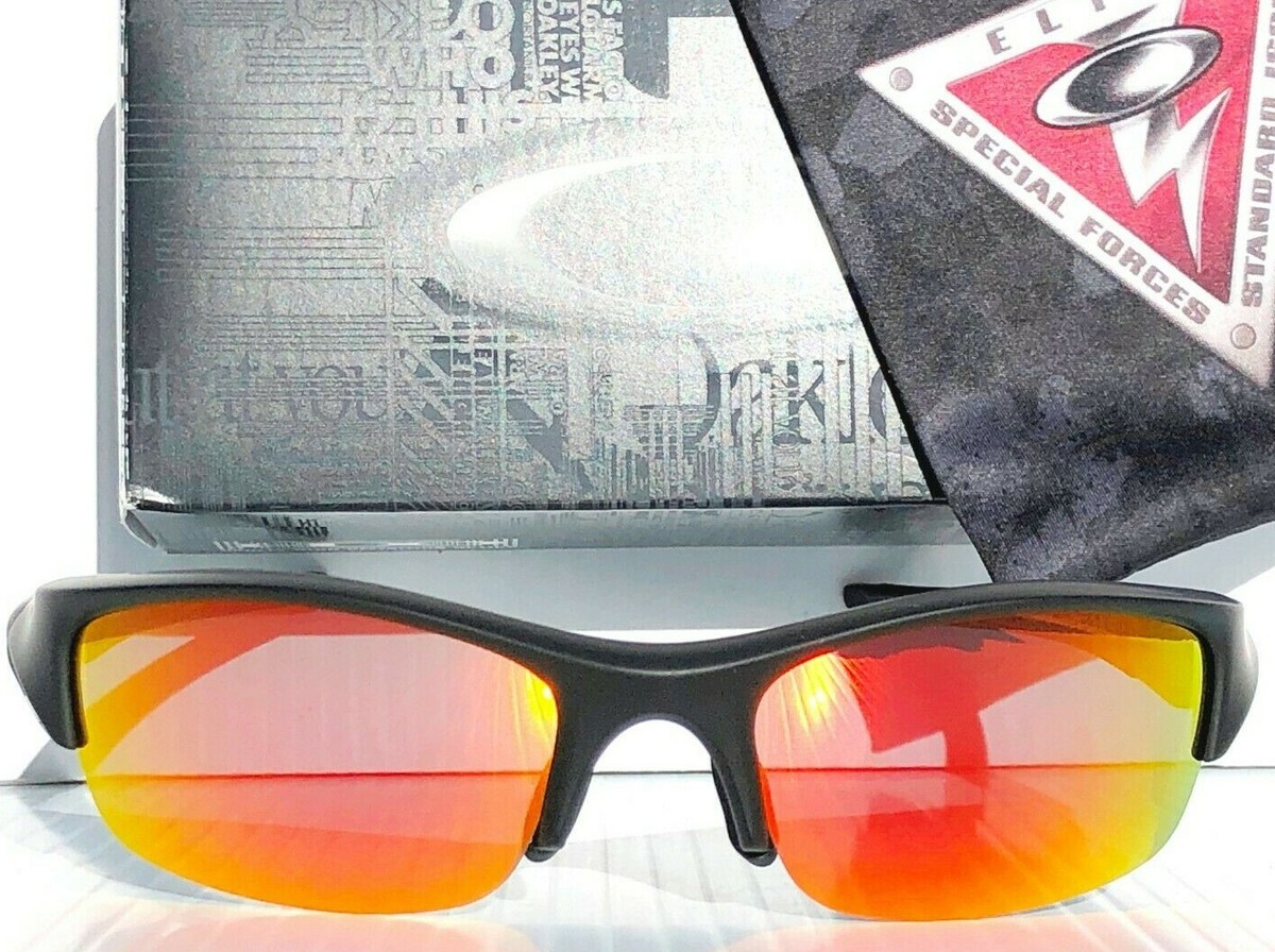 NEW Oakley FLAK JACKET Matte BLACK POLARIZED Galaxy Ruby Mirror
