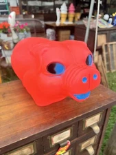 Vintage AJ Renzi Blow Mold Oinker Pig piglet Plastic Coin Bank 16” long NOS