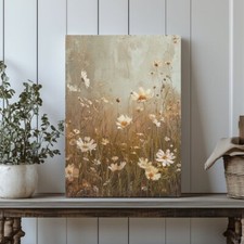 Golden Wildflower Field Canvas Print - Rustic Floral, Spring Meadow, Timeless Co