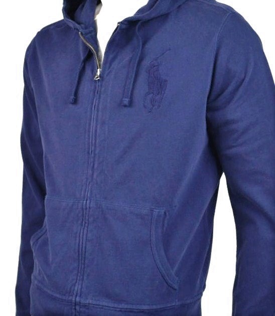 Polo RALPH LAUREN MEN Size S Navy Blue Zip Hoodie Jacket Londg Sleeve Cotton New for sale online