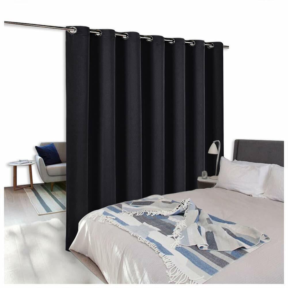 Room Divider Curtain Black Partitions 8ft Wide x 7ft Tall Blackout