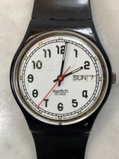 Vintage SWATCH Pair GB729 Day Date Watch. Classic B W Design 1993