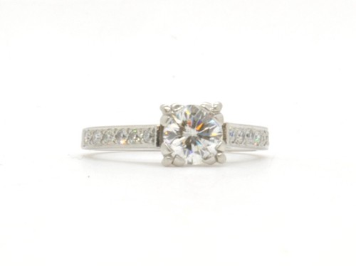 JABEL Platinum .80CT Brilliant Cut Diamond Solitaire & Accents Engagement Ring - Picture 10 of 16