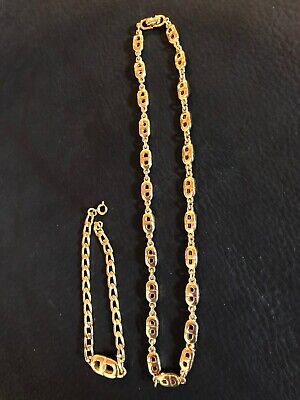 Ensemble collier bracelet Christian Dior économies chaîne pendentif authentique vintage or choker F/S