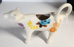 Pioneer Woman Cow Creamer Floral Design Stoneware