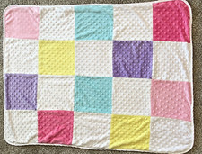 Circo Target Quilted Baby Blanket Pink Sherpa Minky Dot Patchwork 40" x 30"