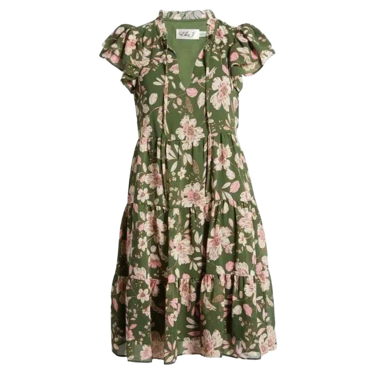 Eliza J Hunter Green Floral Tiered Mini Dress Size US 2 | eBay Eliza J Hunter Green Floral Tiered Mini Dress Size US 2 | eBay