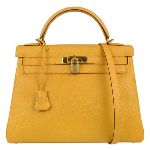 Hermes Jaune Courchevel Kelly 32 Retourne 2way Handbag □D 34.S 187760