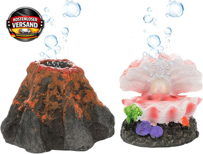 Aquarium Dekoration Set mit Vulkan und Muscheloptik für lebendige Wasserlandscha
