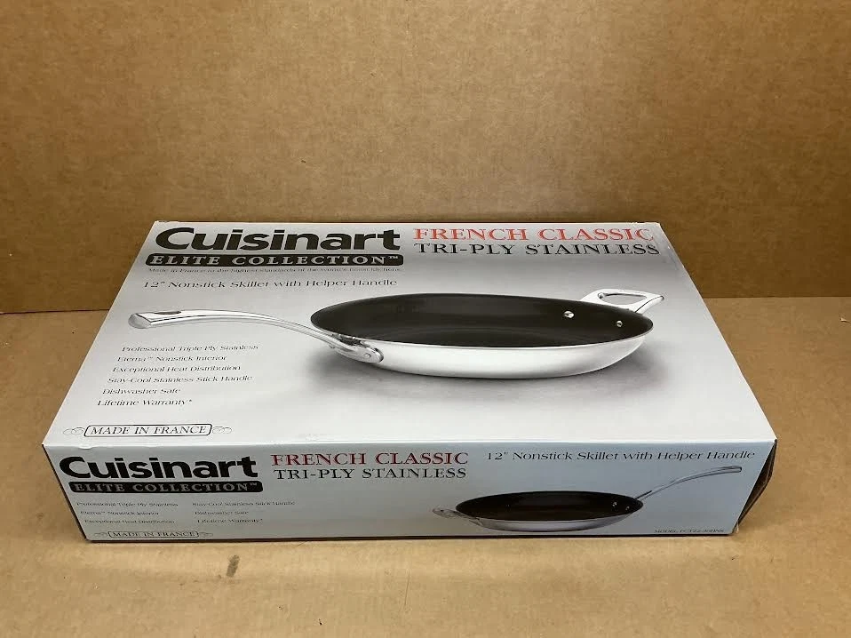 Cuisinart French Classic Tri-Ply Stainless 12-Inch Nonstick Skillet with Helper