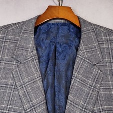 Fox Bros Chicago Custom Bepsoke Sport Coat Mens 50R Windowpane Plaid Two Button