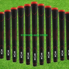 Grip One Tour X Pattern Golf Grips Set Standard Core .600" Round Black/Red New