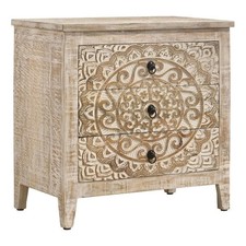 Mariska 3-drawer Wood Mandala Cabinet Distressed White