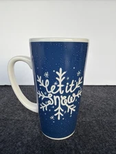 California Pantry Blue “Let It Snow” Tall 16 Oz. Snowflake Mug New