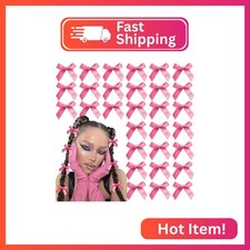 YAEISM 30PCS Bow Hair Clips Hot Pink Mini Hair Bows Kawaii Hair Ribbons Clips Sa