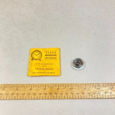 Vintage Clock Mainspring with Hook End #473 for Imhof 5.8 x 0.24 x 800mm USA