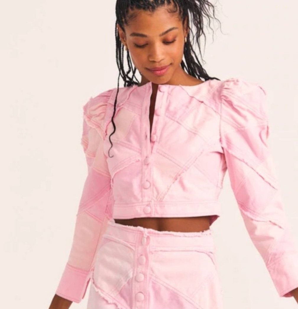 LoveShackFancy Eleora Patchwork Cropped Cotton Ja… - image 1