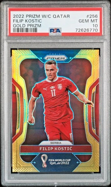 Filip Kostic 2022 Panini Prizm World Cup Gold Prizm 02/10 PSA 10 Gem Mint