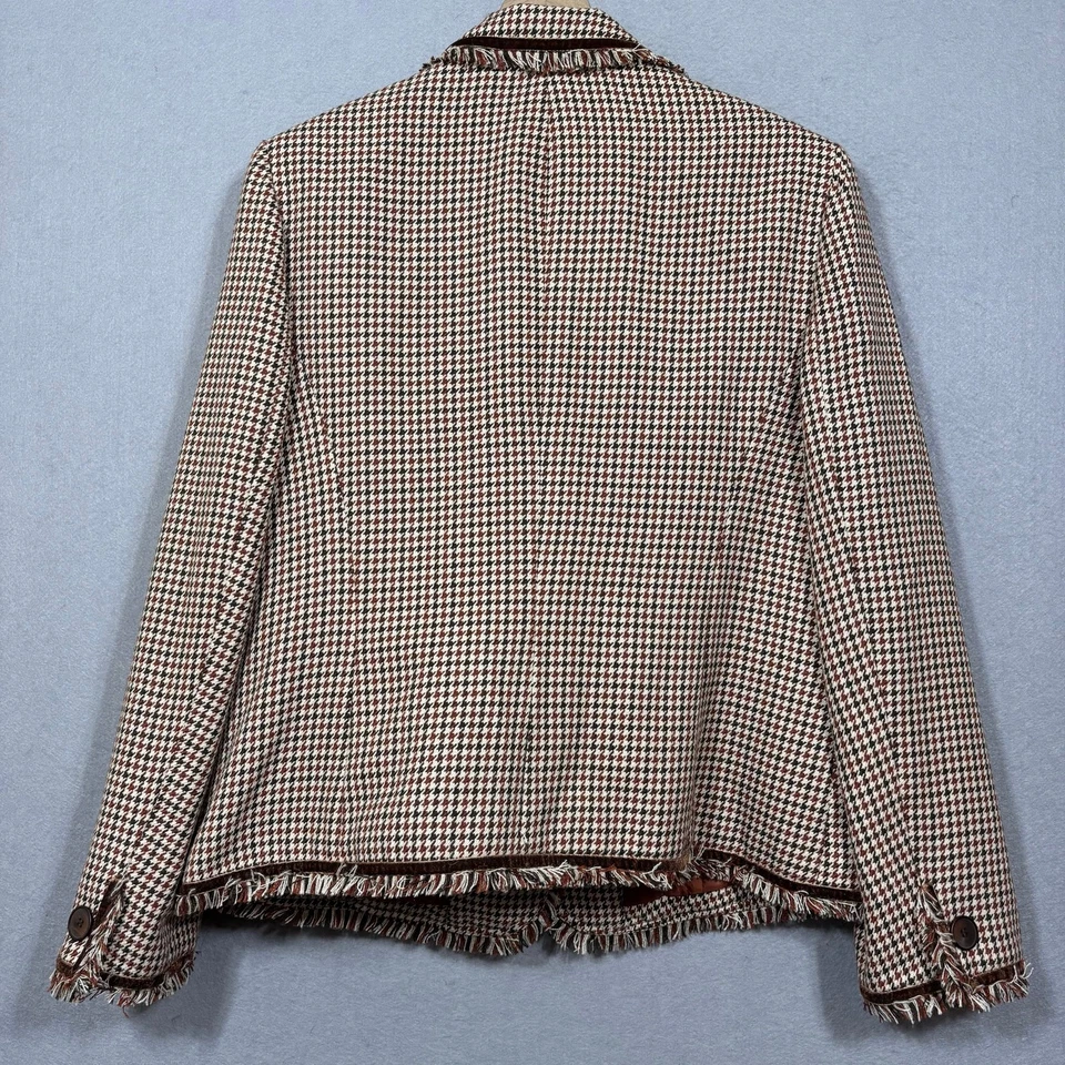 Blazer Norton McNaughton Marrón Pata de Gallo Flecos Retro Botón 14 Carrera Artístico Foto 2 de 4