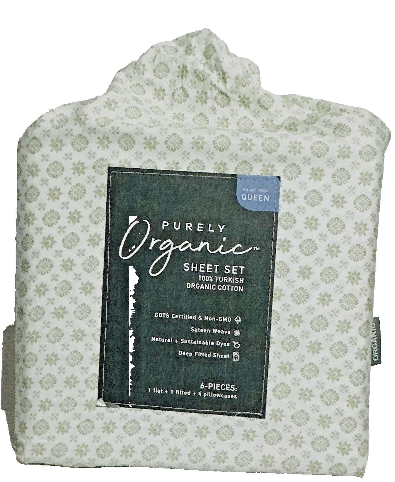 Purely Organic 300 Thread 6-piece 100% Organic Cotton Sheet Set - Queen- Sierra