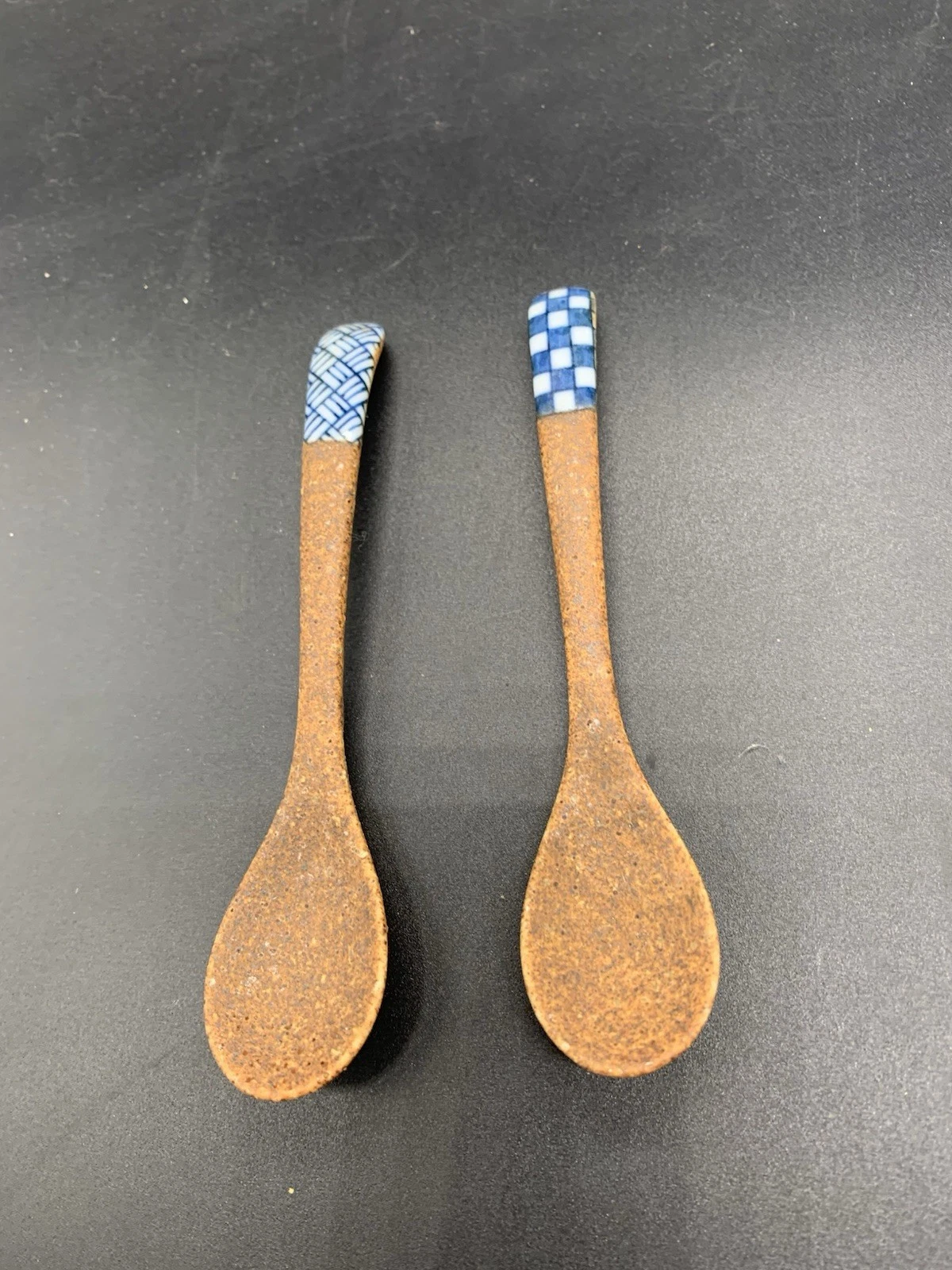 Set of Two Vintage Small Bisque Hand Painted Spoons 1” x 5”