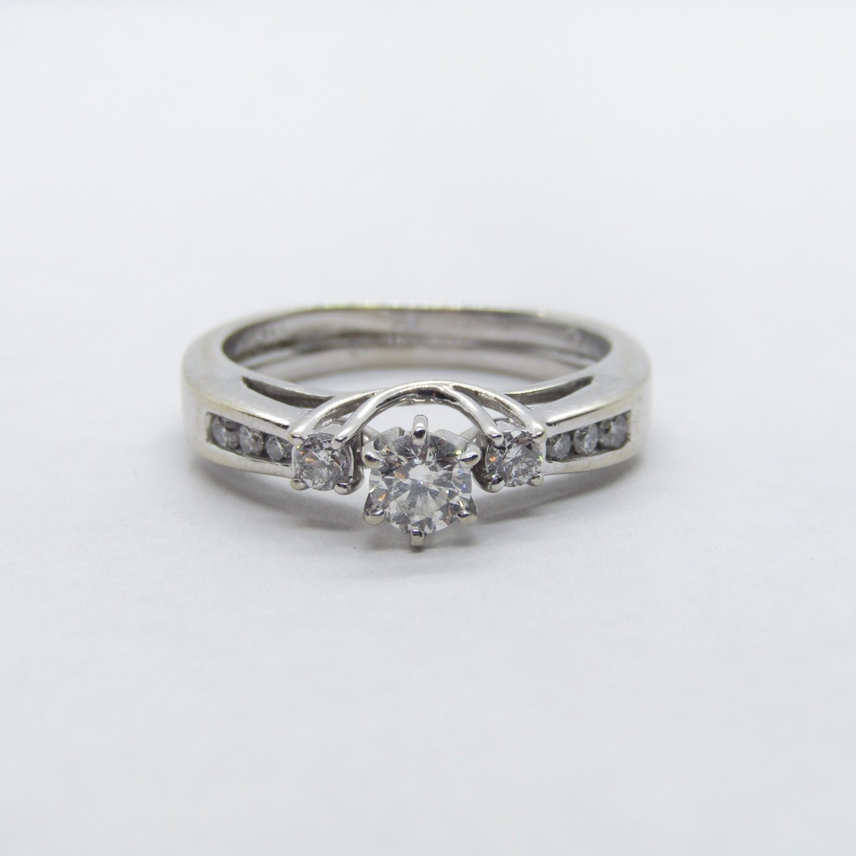 ZP 14K White Gold Diamond Engagement Ring Set Size 7.5 w/Appr