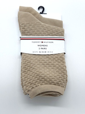 Tommy Hilfiger Women 2 Paare 35-38 Damen Strümpfe Socken Beige