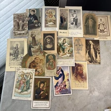 Antique Italian & US Holy Cards Lot(19)St.Agnes,St.Emilio,etc.l.1800-e1900's