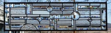 Abstract Stained Glass Transom window HANGING PANEL  36 X 11   incl hooks