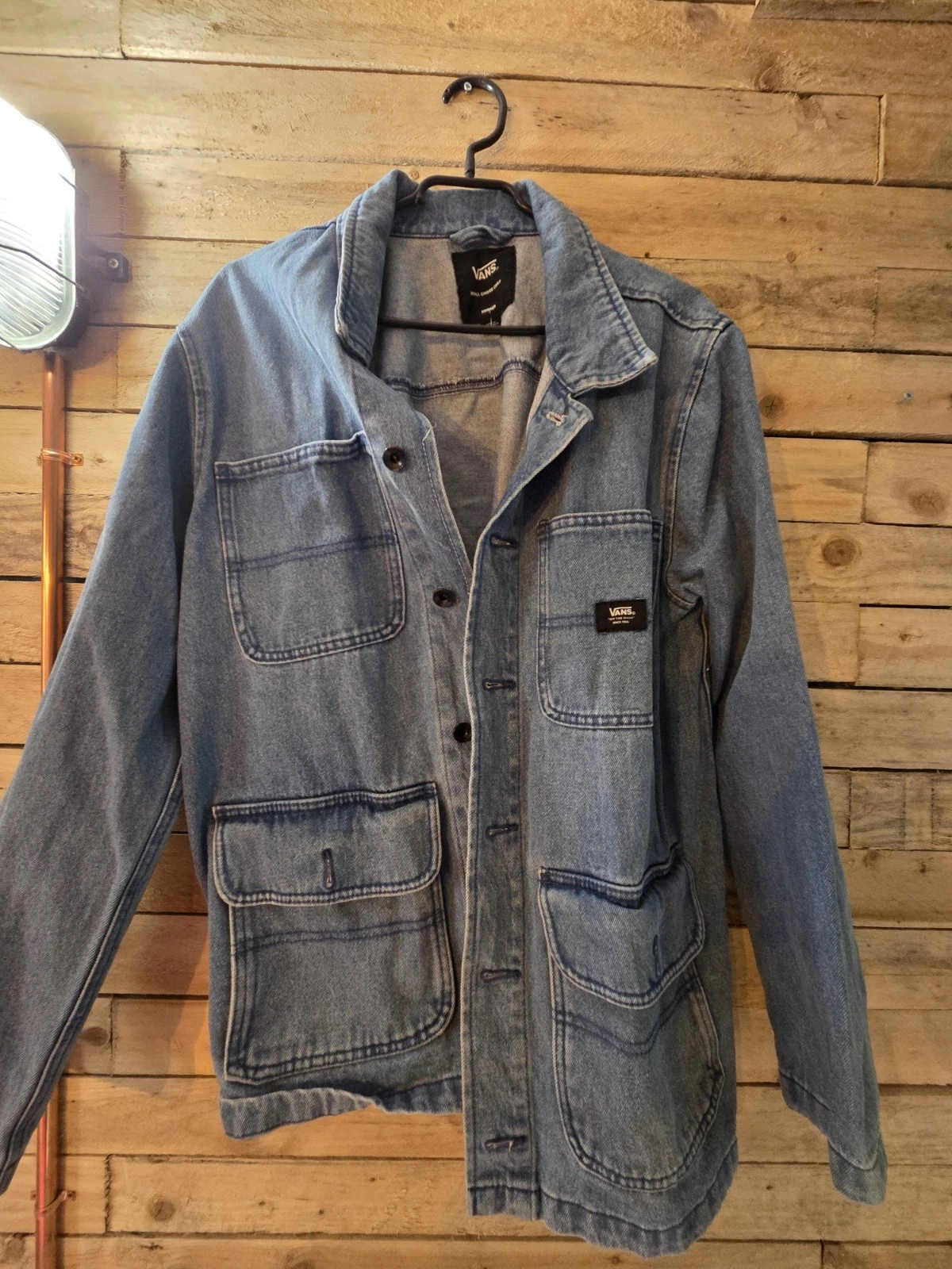 This Item Is A VANS Drill Denim Jacket In A Light Stonewash Blue Finish. Size M
