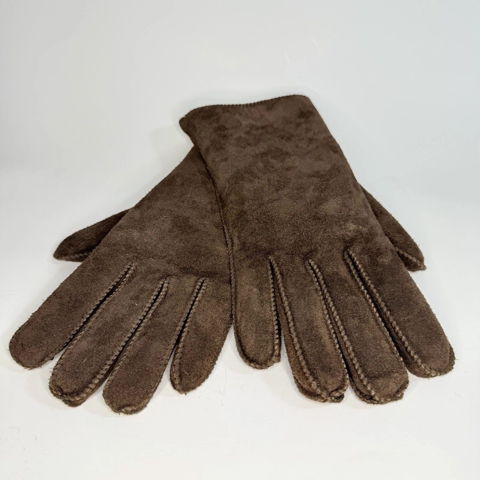 Vintage Suede Cowhide Winter Gloves Women’s Large