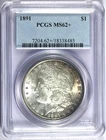 1891 PCGS MS62+ Morgan Silver Dollar-Toned
