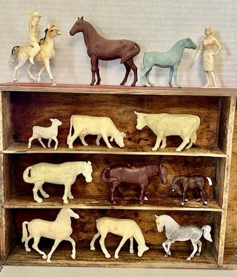Very Cool Vintage Mixed Farm Animal Horse Cow Cowboy Calf Lot G1