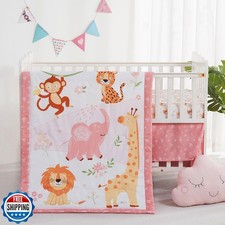 lasoftan 3 Piece Baby Crib Bedding Set, Infant Nursery Bed Set Decor with Qui