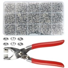 200 Sets Snaps for Fabric, Metal Snaps Buttons with Fastener Pliers Press Too...