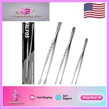 3-Pc Stainless Steel Tweezers Tongs for Cooking, BBQ, and Desserts - 8-12 Inch