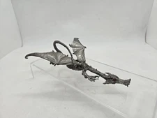 Radcliffe Pewter Stalking Dragon Red Swarovski Crystal Eyes Vintage