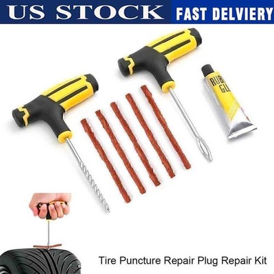NEW Car Tubeless Tyre Tire Puncture Repair Plug Kit Needle Patch Fix Tools Set