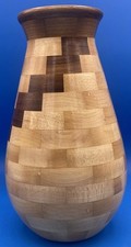 Maple And Walnut Wood Handmade Wood Vase Artist Signed