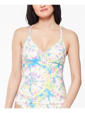 JESSICA SIMPSON Women's Yellow Cross-Back Removable Cups Tie Tankini Top L