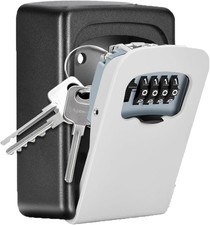 Key Lock Box Wall Mounted, 4 Digit Combination Lockbox for Outside