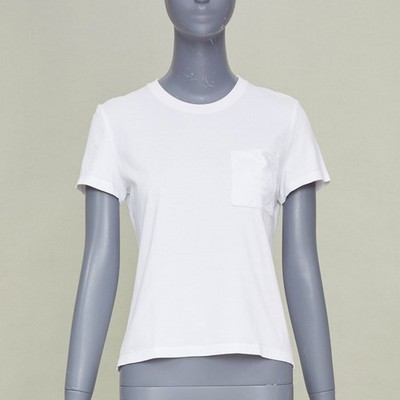 HERMES 2024 Mosaique Au 24 embroidered H pocket blanc white cotton tshirt FR38 M