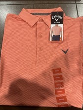 Callaway Men's Moisture Wicking Performance Golf Polo Size Small Coral Geo