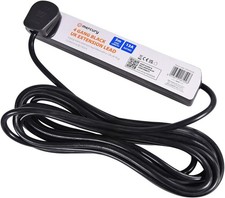 Image of Mercury 4 Gang Extension Lead 5.0m Black 4 Plug UK Socket with 13A Mains Lead