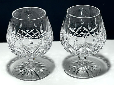 2 VINTAGE WATERFORD CRYSTAL LISMORE BRANDY GLASSES 5 1/8'' MADE IN IRELAND