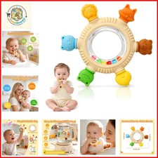 Baby Teething Ring Toys 3-6 6-12 , 2-in-1 Rattle and Teether Toy  BPA-Free S...