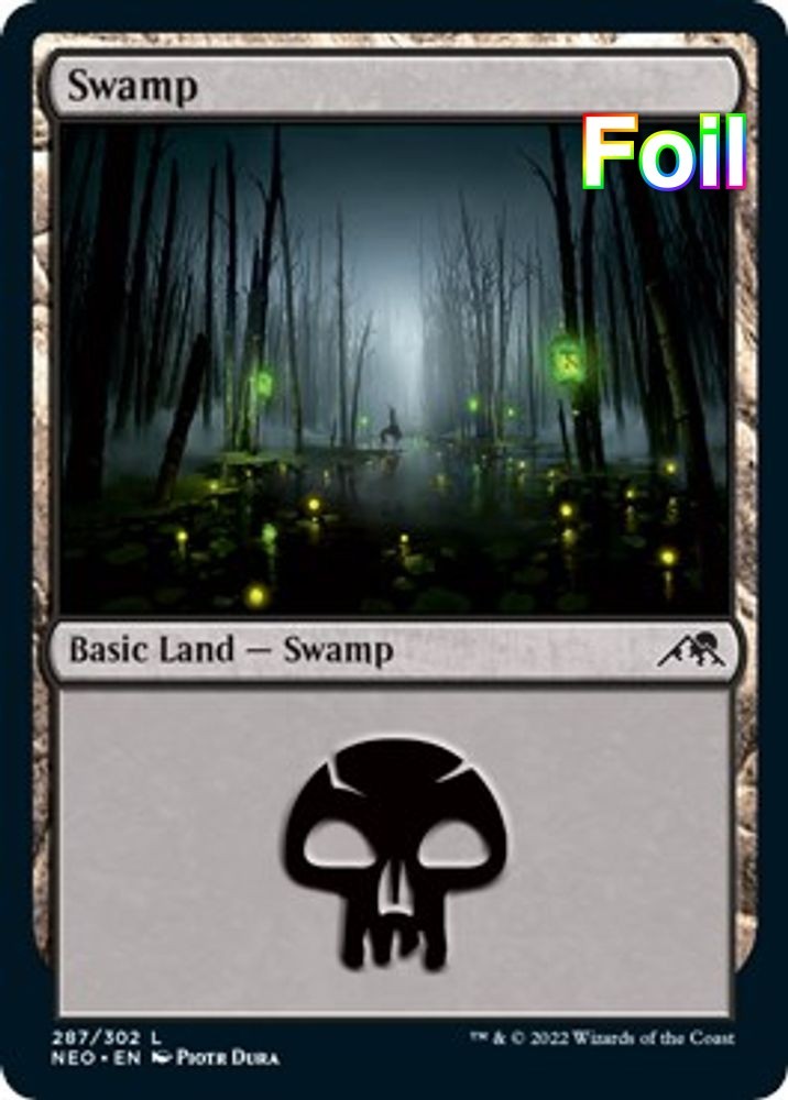 MTG NEO NM Land Swamp #287 Foil