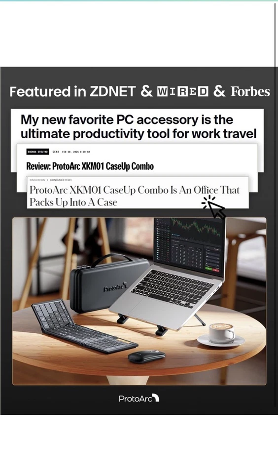 ProtoArc XKM01 CaseUp Foldable Keyboard, Mouse and stand - Image 2 of 4