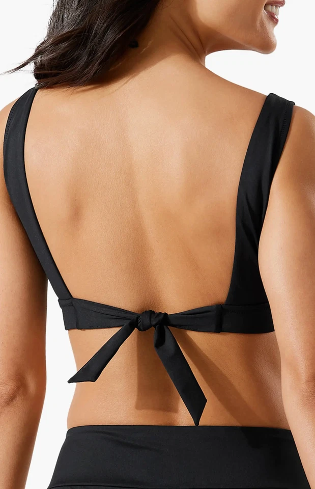 Tommy Bahama Palm Modern Triangle Bikini Top V-Neck Black L73635 Womens Size M - Image 3 of 3